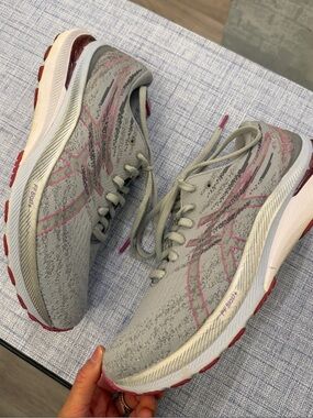 ASICS Light Gray and Pink Women's Running Sneakers